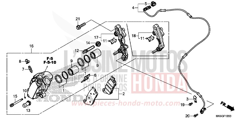VORDERRAD-BREMSSATTEL von NC750X "Meca" MAT PEARL GLARE WHITE (NHB54) von 2018